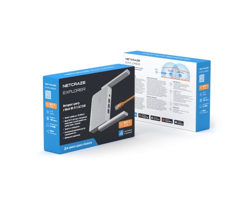 Интернет-центр Netcraze Explorer 4G (NC-4910) Mesh Wi-Fi 5 AC1200, 3-портовым Smart-коммутатор, серый