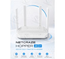 Гигабитный интернет-центр Netcraze Hopper 4G+ (NC-2312) Mesh Wi-Fi 6 AX3000, 4-портовый Smart-коммутатор, серый