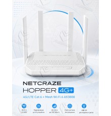 Гигабитный интернет-центр Netcraze Hopper 4G+ (NC-2312) Mesh Wi-Fi 6 AX3000, 4-портовый Smart-коммутатор, серый