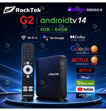 Медиаплеер RockTek G2 4K Streaming Box 4/64Gb, Android TV 14, черный