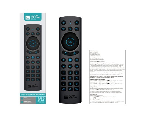 Пульт ДУ с гироскопом и подсветкой Air Mouse G20BTS Pro Bluetooth 5.0