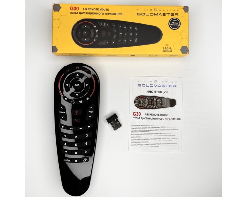 Пульт ДУ Air Mouse GoldMaster G30 c гироскопом, микрофоном и ИК-обучением, Беспроводной голосовой пульт для Android TV Box, RUS инструкция