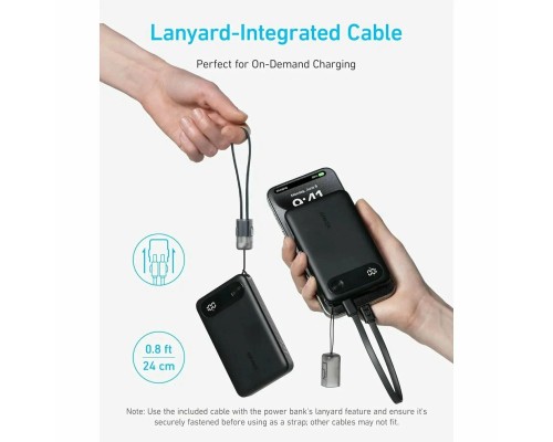 Powerbank Anker (A1257) 10000mAh 1USB/2C с проводом Type-C белый