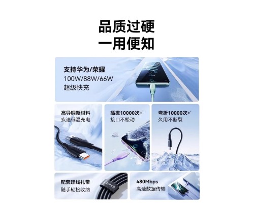 Кабель Anker USB to USB-C Cable (A8001), 1м зеленый