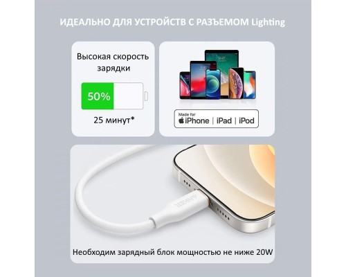 Кабель Anker 641 PowerLine III USB-C to Lightning Cable 0.9m (Flow, Silicone) белый (A8662621)
