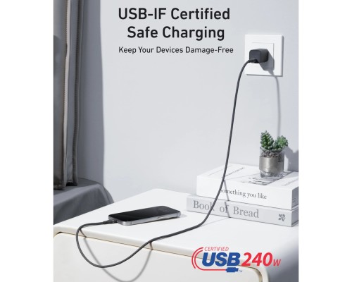 Кабель Anker Ultra-Soft Cable 240W USB-C to USB-C A82E 0,9 м (A82E2611) черный