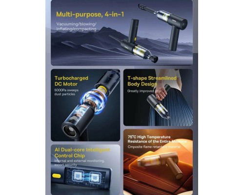 Автомобильный пылесос Baseus AT Car Vacuum Cleaner 4 in 1 (5000pa), беспроводной, черный