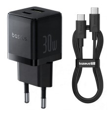 Зарядное устройство Baseus Palm Fast Charger 30W 1xUSB-C 1хUSB-A с кабелем Type-C PD QC 3.0 (CCZC30UE) черный