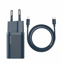 Зарядное устройство Baseus Super Si Quick Charger 1хC 20W EU с кабелем USB-C to Lighting 1м (TZCCSUP-B03) синий