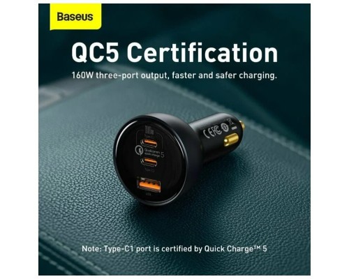 Автомобильная зарядка Baseus Qualcomm Quick Charge 5 160W с кабелем Type-C to Type-C 1m (TZCCZM-0G)
