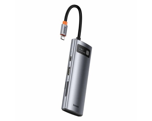 USB-концентратор, хаб Baseus Metal Gleam Series 7-in-1 Multifunctional Type-C HUB Adapter Gray (WKWG020113)