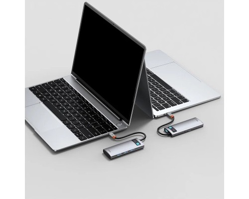 USB-концентратор, хаб Baseus Metal Gleam Series 7-in-1 Multifunctional Type-C HUB Adapter Gray (WKWG020113)