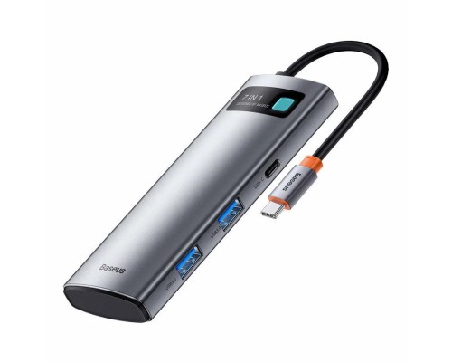 USB-концентратор, хаб Baseus Metal Gleam Series 7-in-1 Multifunctional Type-C HUB Adapter Gray (WKWG020113)