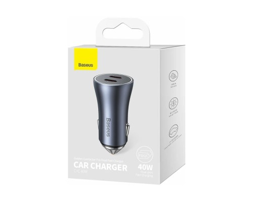 Автомобильная зарядка Baseus Golden Contactor Pro Dual Fast Charger Car Charger C+C 40W темно-серый (CGJP000013) 