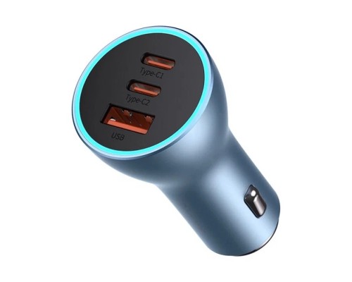 Автомобильная зарядка Baseus, с USB + 2 Type-C, 65W, темно-серый (CGJP010013) 