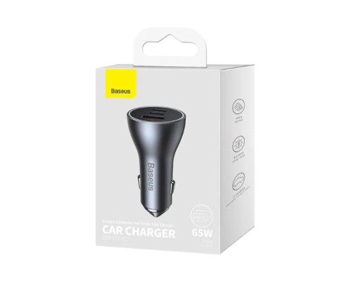 Автомобильная зарядка Baseus, с USB + 2 Type-C, 65W, темно-серый (CGJP010013) 