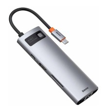 USB-концентратор, хаб Baseus Metal Gleam Series 8-in-1 Multifunctional Type-C HUB Docking Station Gray (CAHUB-CV0G)