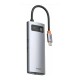 USB-концентратор Baseus Metal Gleam Series 6-in-1 (CAHUB-CW0G), USB Type-C - 3×USB3.0, HDMI, USB Type-C, RJ45, Space Grey