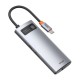 USB-концентратор Baseus Metal Gleam Series 6-in-1 (CAHUB-CW0G), USB Type-C - 3×USB3.0, HDMI, USB Type-C, RJ45, Space Grey