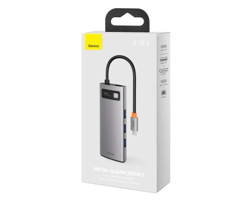 USB-концентратор Baseus Metal Gleam Series 6-in-1 (CAHUB-CW0G), USB Type-C - 3×USB3.0, HDMI, USB Type-C, RJ45, Space Grey