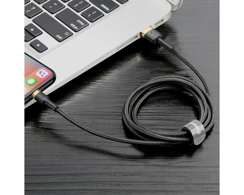 Кабель Baseus Cafule USB - Lightning (CALKLF-BV1) 1м черный/золотистый