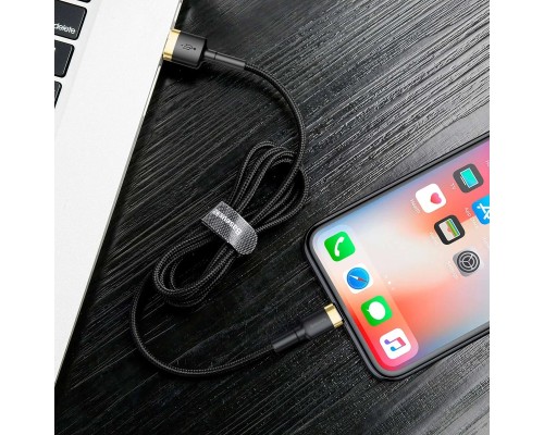 Кабель Baseus Cafule USB - Lightning (CALKLF-BV1) 1м черный/золотистый
