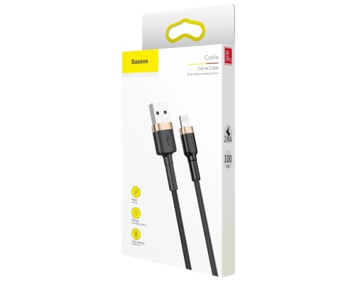 Кабель Baseus Cafule USB - Lightning (CALKLF-BV1) 1м черный/золотистый