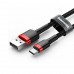 Кабель Baseus Cafule USB - USB Type-C (CATKLF-B91) 1м черный/красный