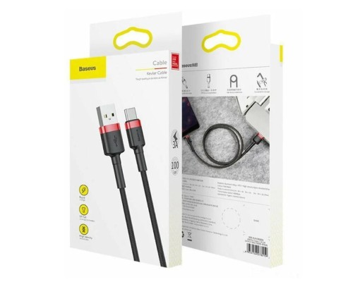 Кабель Baseus Cafule USB - USB Type-C (CATKLF-C91) 2м черный/красный