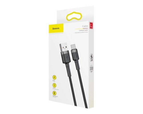 Кабель Baseus Cafule USB - USB Type-C (CATKLF-BG1) 1м черный/серый