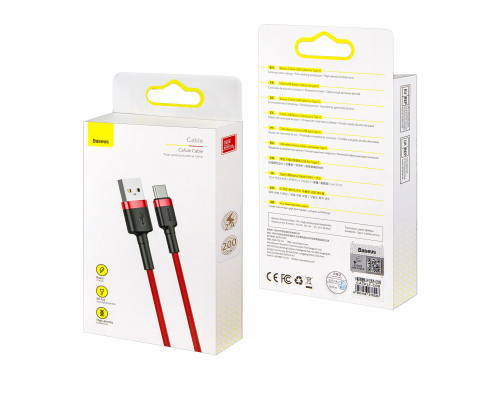 Кабель Baseus Cafule USB - USB Type-C (CATKLF-C09) 2м красный/красный