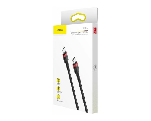 Кабель Baseus Cafule USB Type-C - USB Type-C (CATKLF-G91) 1м черный/красный