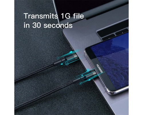 Кабель Baseus Cafule USB Type-C - USB Type-C (CATKLF-GG1) 1м черный/серый