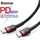 Кабель Baseus Cafule USB Type-C - USB Type-C (CATKLF-H91) 2м черный/красный