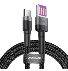 Кабель Baseus Cafule USB - USB Type-C (CATKLF-PG1) HW 40Вт, 1м черный/серый