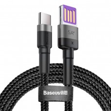 Кабель Baseus Cafule USB - USB Type-C (CATKLF-PG1) HW 40Вт, 1м черный/серый