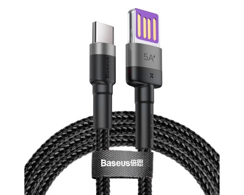 Кабель Baseus Cafule USB - USB Type-C (CATKLF-PG1) HW 40Вт, 1м черный/серый