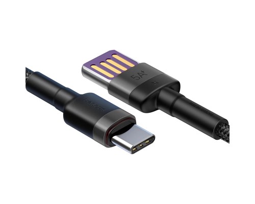 Кабель Baseus Cafule USB - USB Type-C (CATKLF-PG1) HW 40Вт, 1м черный/серый
