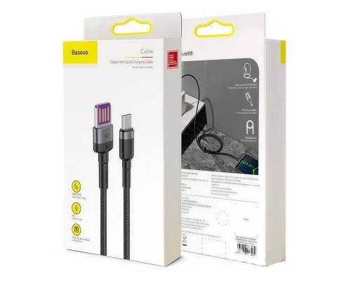 Кабель Baseus Cafule USB - USB Type-C (CATKLF-PG1) HW 40Вт, 1м черный/серый