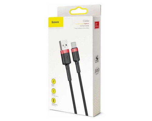 Кабель Baseus Cafule USB - USB Type-C (CATKLF-U91) 3м черный/красный