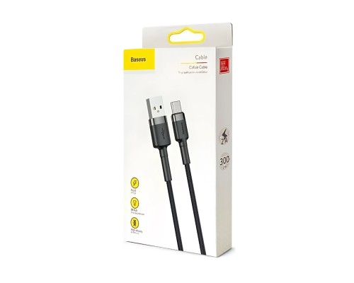 Кабель Baseus Cafule USB - USB Type-C (CATKLF-UG1) 3м черный/серый
