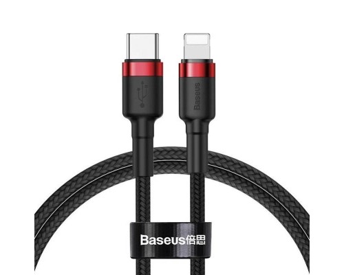 Кабель Baseus Cafule USB Type-C - Lighting (CATLKLF-91) 1м черный/красный