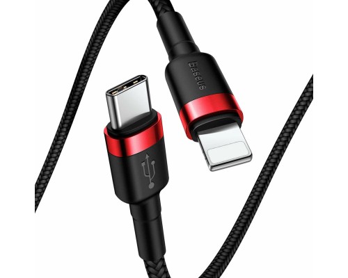 Кабель Baseus Cafule USB Type-C - Lighting (CATLKLF-91) 1м черный/красный