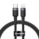 Кабель Baseus Cafule USB Type-C - Lighting (CATLKLF-G1) 1м черный/серый