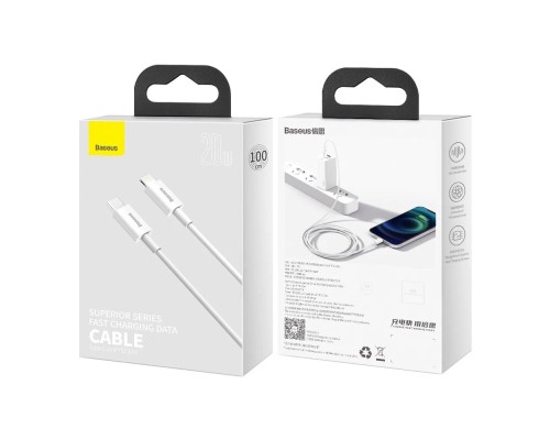Кабель Baseus Superior Series Fast Charging, Type-C - Lightning, (CATLYS-A02) 20W, 1 м, белый
