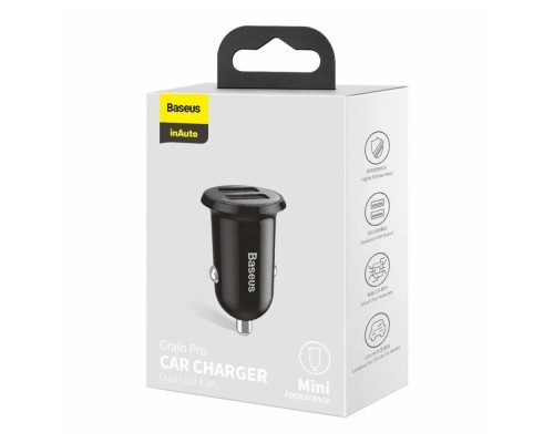 Автомобильная зарядка Baseus 2xUSB Grain Pro - Черное (CCALLP-01)