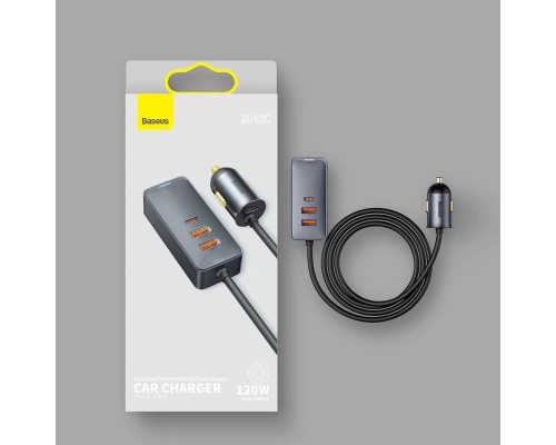 Автомобильный зарядный комплект 2U+2C Baseus CCBT-A0G, 120 Вт, серый
