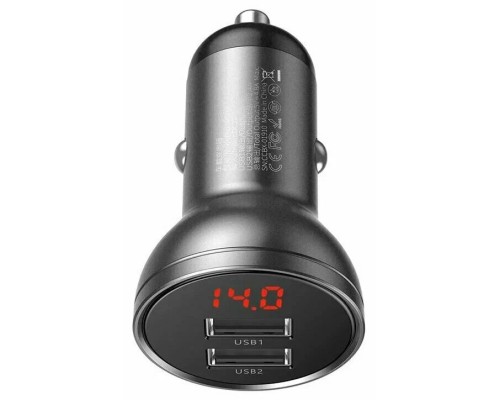 Автомобильная зарядка Baseus Digital Display Dual USB (CCBX-0G), 24W, черный