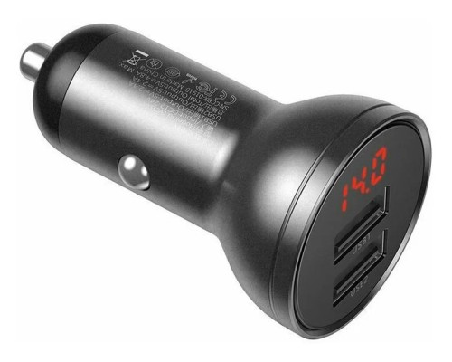 Автомобильная зарядка Baseus Digital Display Dual USB (CCBX-0G), 24W, черный