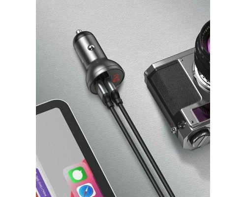 Автомобильная зарядка Baseus Digital Display Dual USB (CCBX-0G), 24W, черный